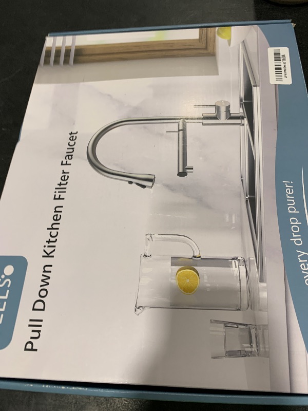 Photo 1 of FEELSO Kitchen Faucets, Upgraded Filter Water Kitchen Faucet with Pull Down Sprayer, Brushed Nickel Stainless Steel High Arc 1 Or 3 Hole Kitchen Sink Faucet for Remove Chorine, Harmful Substances