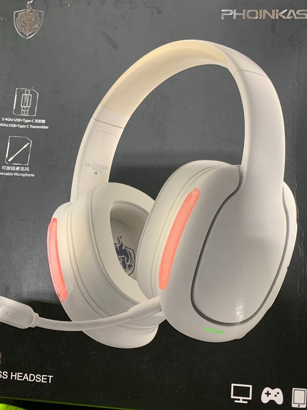 Photo 1 of YOTMS Wireless Gaming Headset for PS5, PC, PS4, 2.4Ghz Gaming Headphones with Mic, 7.1 Stereo Surround Sound, 30H Playtime, Gamer Headset for Switch, Laptop, Mobile, Mac (Beige)