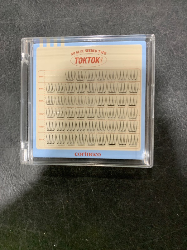 Photo 1 of CORINGCO Toktok Hara Light Self Adhesive False Eyelashes, Natural Look, No Glue Needed, Assorted Set of 9/10/11mm, Reusable Lash Clusters Kbeauty - Pure
