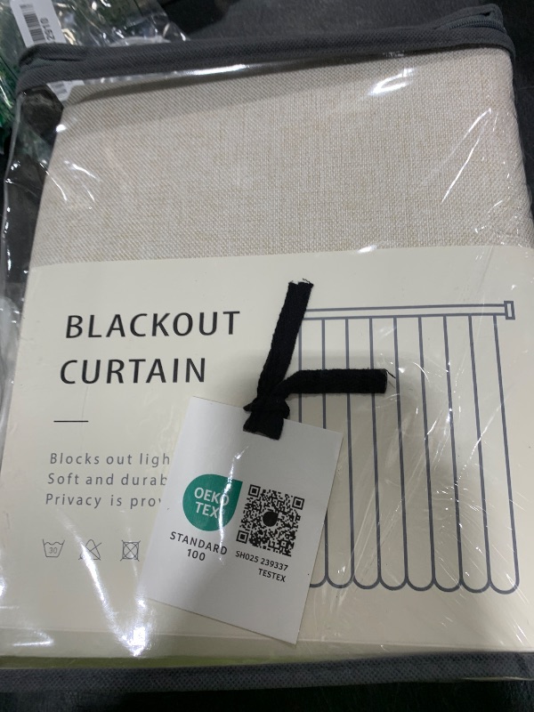 Photo 1 of 100% Blackout Shield Linen Blackout Curtains for Bedroom 84 Inches Long, Back Tab/Rod Pocket Living Room Drapes, Thermal Insulated Blackout Curtains 2 Panels Set, 50" W x 84" L, Cream