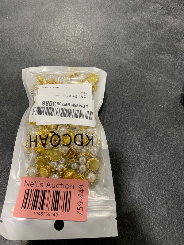 Photo 1 of 100 Pcs 12MM Sew on Pearls Rhinestones Crystals Plastic Metal Base Sewing Flower Claw Pearls Rhinestones for Clothes Shoes Earring Belt Crafts Sewing Accessories (23 Pearl)