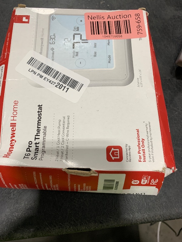 Photo 1 of Honeywell U Lyric T6 Pro TH6220WF2006 Wi-Fi Programmable Thermostat, Multiple Stages- 2 Heating 1 Cooling Stages for Heat Pumps, 2 Heating and 2 Cooling Stages for Conventional Systems