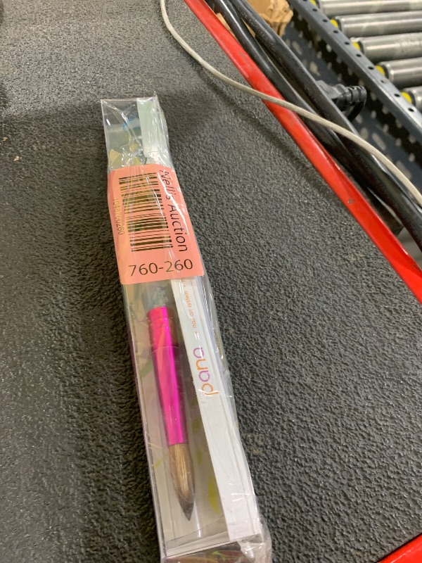 Photo 1 of PANA USA Acrylic Nail Brush Pure Kolinsky Hair Acrylic White Swirl Blue Handle with Pink Ferrule Round Shaped - Size 10