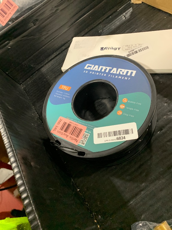 Photo 1 of GIANTARM TPU Filament 1.75mm Flexible Soft 3D Printer Consumables Black,95A 1kg Spool (2.2 lbs.), Dimensional Accuracy +/- 0.05 mm