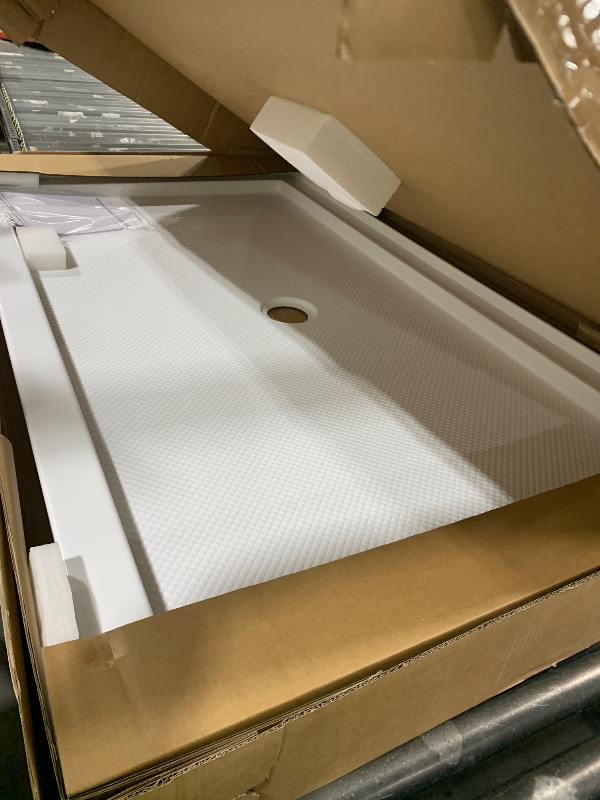 Photo 1 of DreamLine SlimLine 36 in. D x 60 in. W x 2 3/4 in. H Center Drain Single Threshold Shower Base in White, DLT-1136600