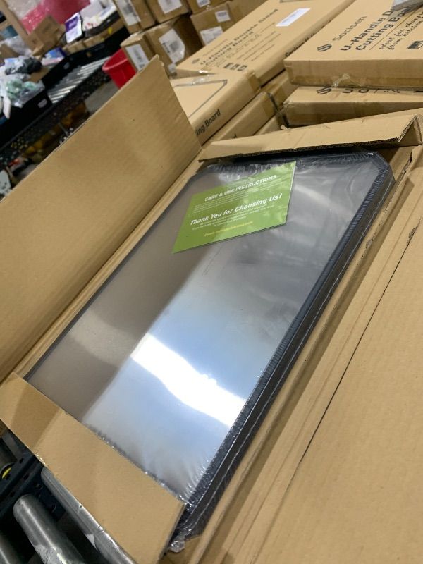 Photo 1 of Socisen Stainless Steel Cutting Board, Non Toxic Cutting Board for Kitchen, Double Sided Chopping board Stainless Steel/Wheat Straw PP Large Chopping Meat/Vegetables 16 * 11 Inch Easy to Clean