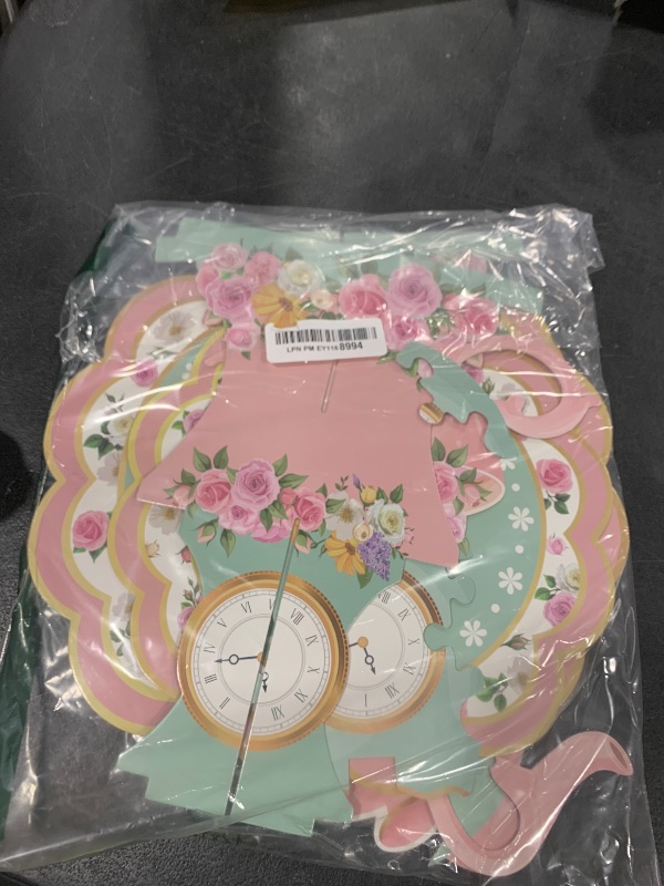 Photo 1 of Zopeal 3 Tier Floral Tea Party Cupcake Stand Decorations Spring Vintage Teapot Cupcake Holder Talking Dessert Tower for Flower Theme Baby Shower Princess Birthday Wedding Supplies