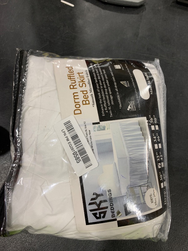 Photo 1 of SKY BEDDINGS Dorm Room Bed Skirt - College Dorm Bed Skirt - Twin XL, Extra Long - 32 Inch Drop - 100% Microfiber - White