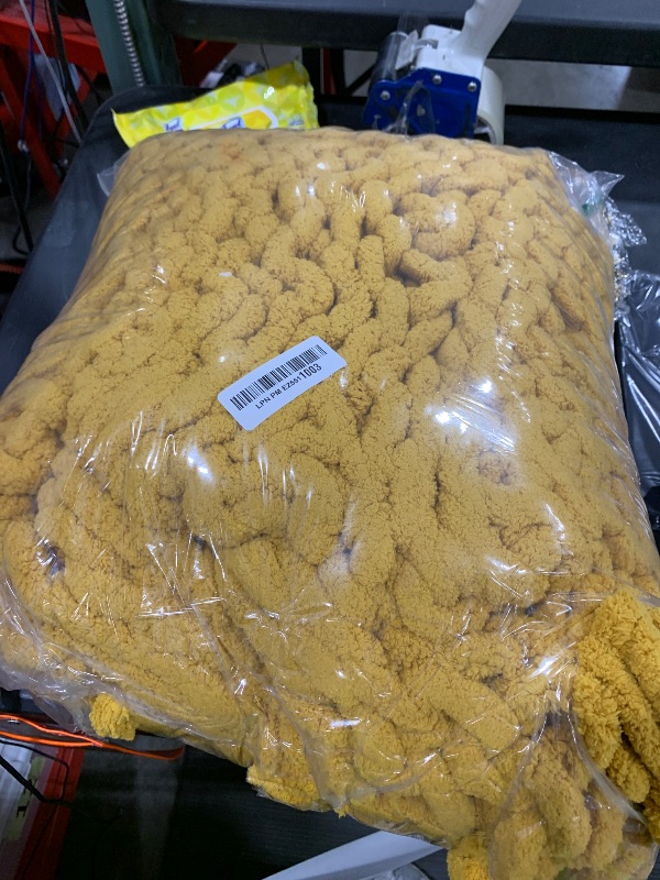 Photo 1 of Bigacogo Chunky Knit Throw Blanket for Couch, 51x63 inches, 100% Hand Knitted with Thick Jumbo Chenille Yarn, Cozy Soft Large Rope Knot Cable Crochet Blankets for Sofa Bed Living Room, Mustard Yellow