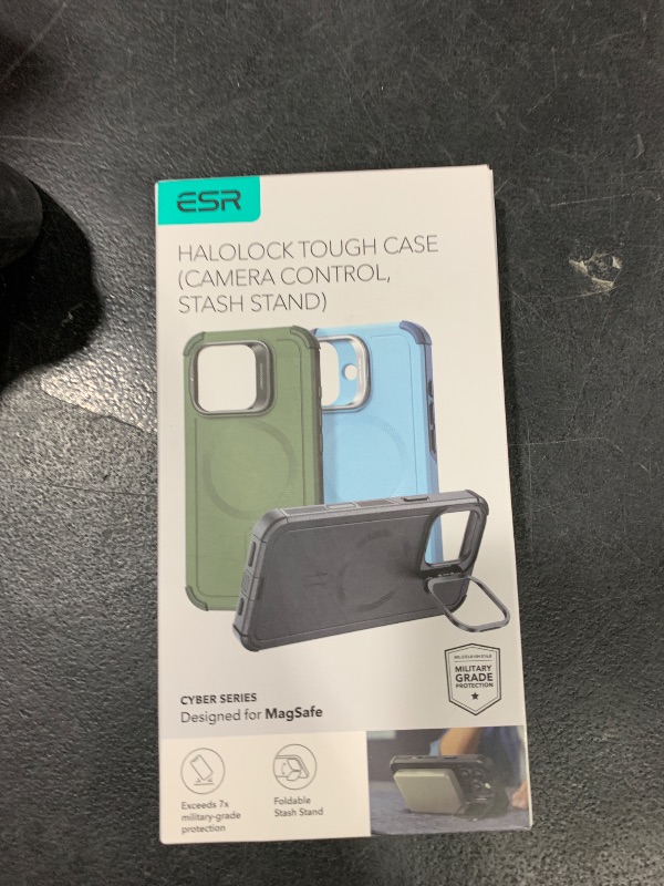 Photo 1 of ESR for iPhone 16 Pro Max Case with Stash Stand, Camera Control, 23FT Military-Grade Shock-Absorbing Drop Protection, Compatible with MagSafe Accessories, Magnetic Cyber Series, Navy Blue