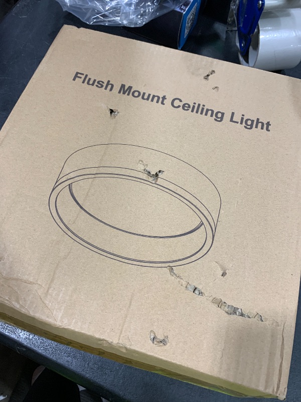 Photo 1 of DAKASON LED Flush Mount Ceiling Light Fixture 12.5'' 25W 1500LM, 3000/4000/5000K CCT Selectable, Painted Woodgrain and Black Frame, Dimmable Modern LED Ceiling Light for Kitchen, Hallway, Living Room