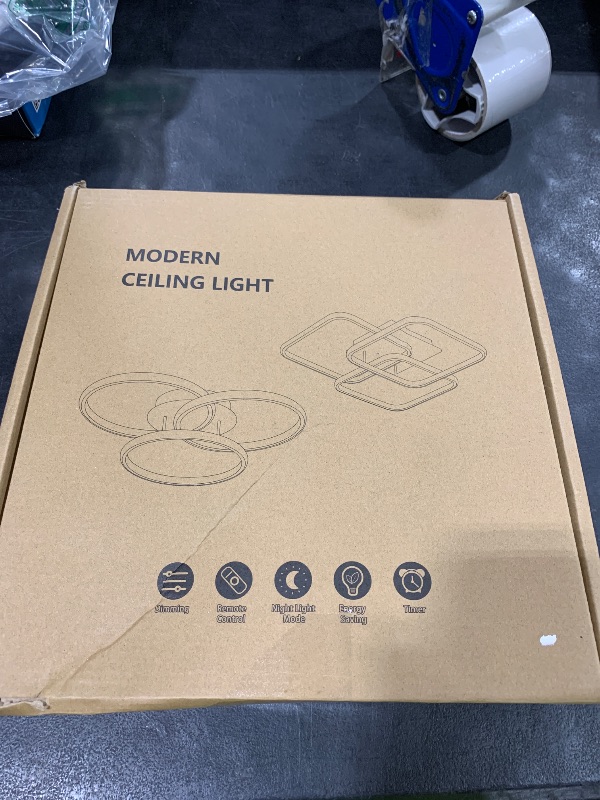 Photo 1 of Vloitgol Modern Led Ceiling Light Fixtures with Remote Control, Dimmable Flush Mount Ceiling Light for Bedroom, Living Room, Dining Room, Kitchen (Black, 3000K-6500K)