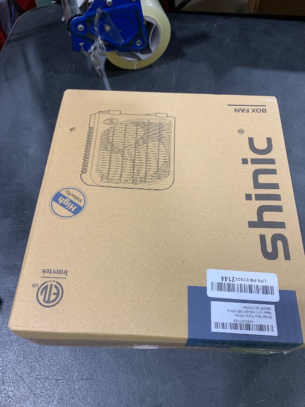 Photo 1 of shinic 10" Tabletop Box Fan for Bedroom, 2 Speeds, Quiet Table Fan with Strong Airflow, Energy Efficient Small Box Fan, Portable Kitchen Exhaust Fan for Bedroom Bathroom Office Dorm Workshop, White