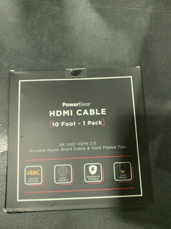 Photo 1 of PowerBear 4K HDMI Cable 10 ft | High Speed Hdmi Cables, Braided Nylon & Gold Connectors, 4K @ 60Hz, Ultra HD, 2K, 1080P, ARC & CL3 Rated | for Laptop, Monitor, PS5, PS4, Xbox One, Fire TV, & More