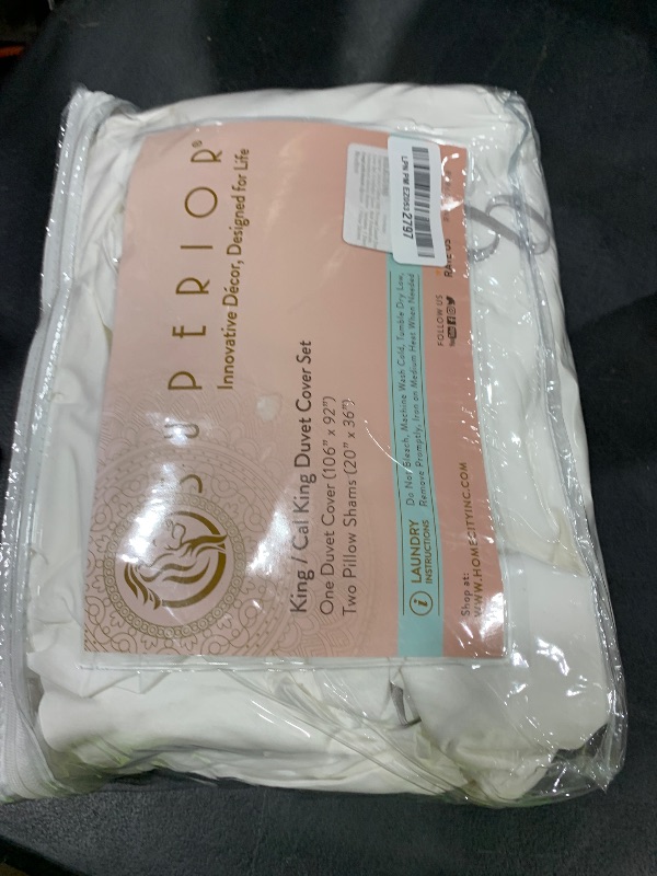 Photo 1 of Superior Lorenz Cotton 200 Thread Count Duvet Cover Set, Comforter Cover, Bed Essentials, Embroidered Infinity Border, Includes 1 Duvet Cover with Button Closure, 2 Pillow Shams, King/California King