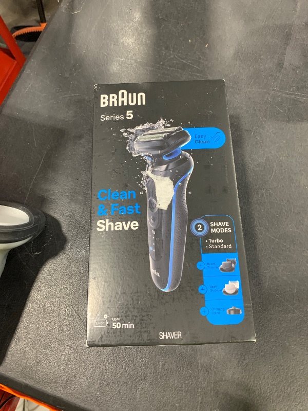 Photo 1 of Braun Electric Shaver for Men, Series 5 5150cs, Wet & Dry Shave, Turbo Shaving Mode, Foil Shaver, with Beard Trimmer, Body Groomer and Charging Stand, Blue