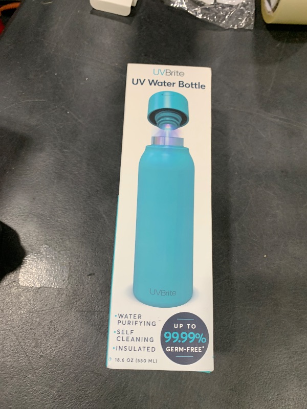 Photo 1 of UVBRITE UV self-Cleaning and Water-Purifying Bottle -18.6 Ounce Insulated Rechargeable Stainless-Steel Tumbler w/Safety Lock Prevents Accidental Exposure for Outdoor and Emergency use