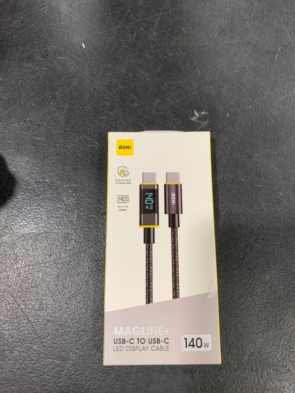Photo 1 of AOHI 140W USB C to USB C Cable with Display, Magline USB C Cable Nylon 4ft Type C Fast Charging Cable Cord Compatible with iPhone 15 Pro Max, Galaxy, MacBook Pro/Air, iPad Pro/Air, Pixel and More