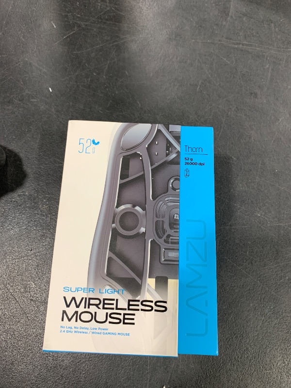 Photo 1 of Lamzu Thorn Wireless Gaming Mouse, Ultra-Lightweight 52g, 26000DPI, Ergonomic, Optical Switch, Silver TTC Encoder, PAW3395 Sensor, MCU Nordic 52840-Polar White,4K Compatible