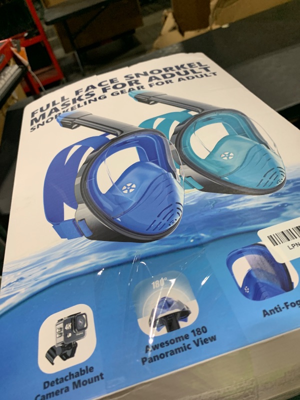 Photo 1 of QingSong Full Face Snorkel Mask for Adults, Snorkeling Gear with Camera Mount, 180 Degree Panoramic View Snorkel Set Anti-Fog Anti-Leak
