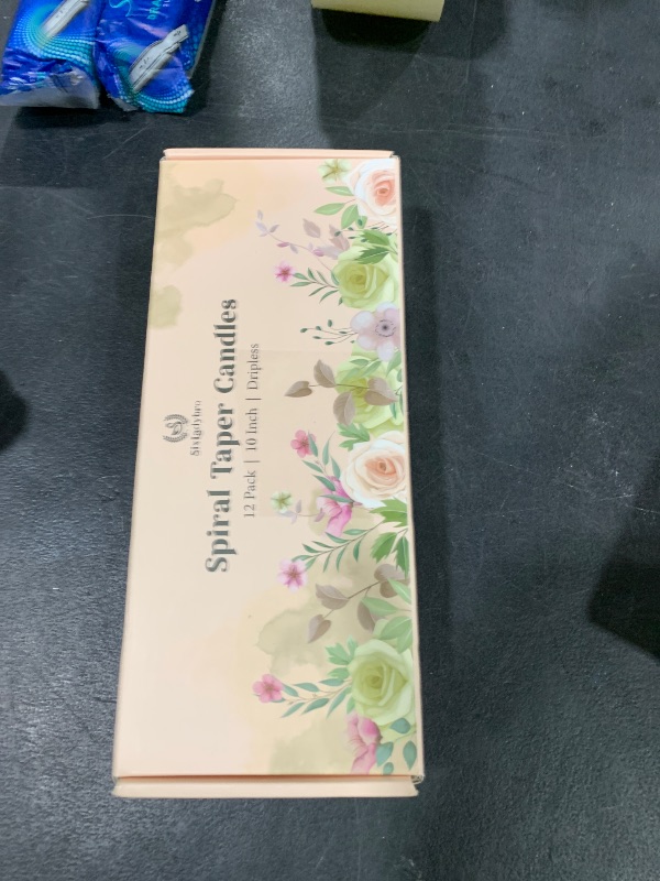 Photo 1 of 10 Inch Cream Spiral Taper Candles for Home Decoration, 12 Pack Candy-Color Candlesticks for Dinner Party Wedding Holiday