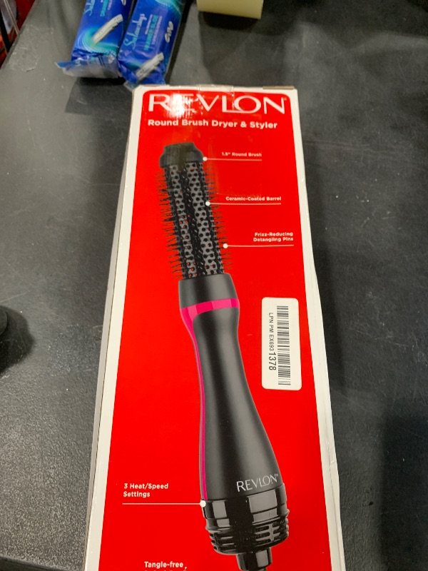 Photo 1 of REVLON One-Step Hair Dryer and Styler - Root Booster Round Brush for Styling, Dryer Brush for Fast and Easy Salon-Quality Blowout, More Shine and Less Frizz (1-1/2 in)