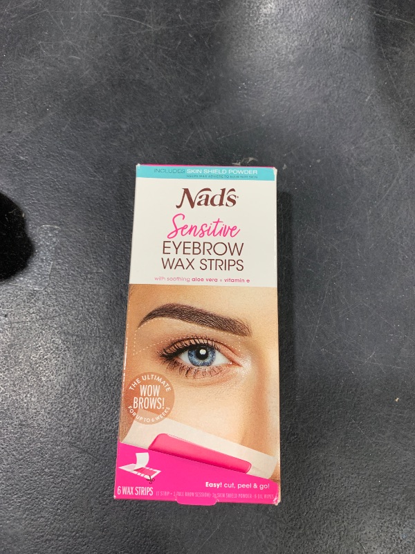 Photo 1 of Nad's Eyebrow Wax Strips - Facial Hair Removal for Women - Eyebrow Wax Kit with 6 Eyebrow Waxing Strips + 6 Calming Oil Wipes + 2g Skin Protection Powder, 1 Count