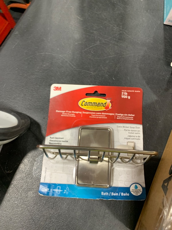 Photo 1 of Command Soap Dish for Shower, Damage Free Hanging Bathroom, No Tools Bar Soap Holder, 1 Satin Nickel Soap Dish and 2 Water-Resistant Command Strips