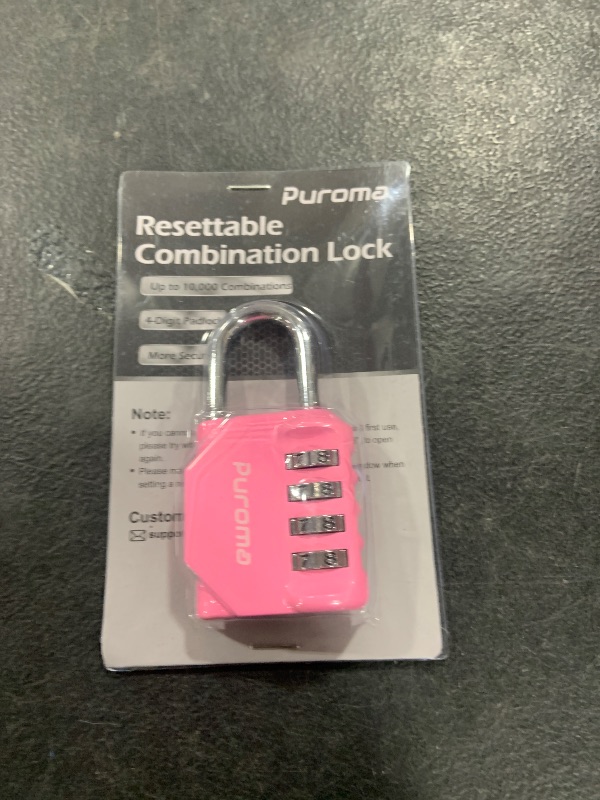 Photo 1 of Puroma 1 Pack Combination Lock for Locker 4 Digit Outdoor Waterproof Padlock for School, Gym, Sports, Fence, Toolbox, Gate, Case, Outdoor, Hasp Storage (Pink)