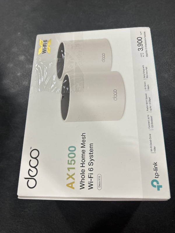 Photo 1 of TP-Link Deco X15 Dual-Band AX1500 WiFi 6 Mesh Wi-Fi System | Replaces Routers and Extenders | Covers up to 3,900 sq.ft. | 2 Gigabit Ports per Unit, Supports Ethernet Backhaul, 2-Pack