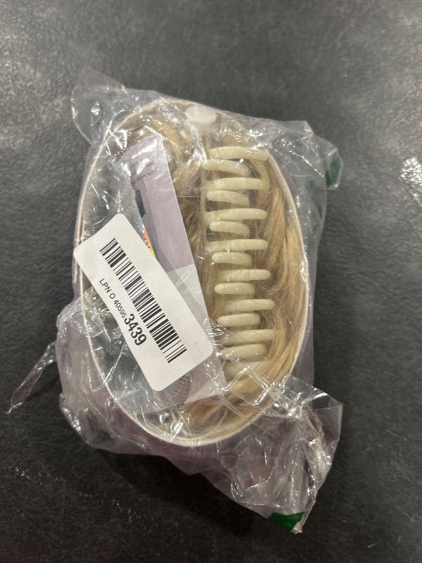 Photo 1 of RUWISS Claw Clip Messy Bun Hair Piece Real Human Hair Buns Curly Chignon Hair Bun Extensions Wavy Tousled Updo Hair Buns Claw Clip Ponytail Hairpieces Hair Scrunchie?Golden Blonde Mixed Bleach Blond?