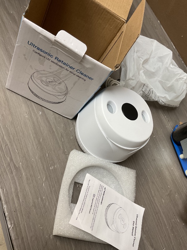 Photo 1 of Dental Ultrasonic Retainer Cleaner Machine - Dental Cleaning Pod for Denture, Mouth Guard, Aligner, Night Guard, Braces, Toothbrush Heads, Jewelry, 45kHz Retainer Cleaner with Digital Timer & 200ML