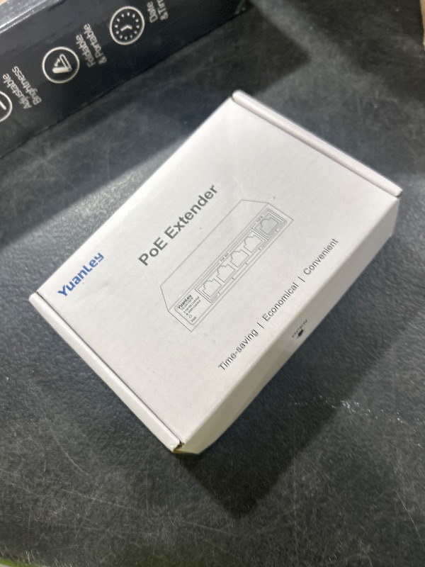 Photo 1 of YuanLey 5 Port PoE Extender Gigabit with 4 PoE Out, 90W in, IEEE 802.3af/at/bt Mini 5 Channel Switch1000Mbps, Metal Casing, 6KV Lightning Protection, Passthrough Switch, Plug and Play