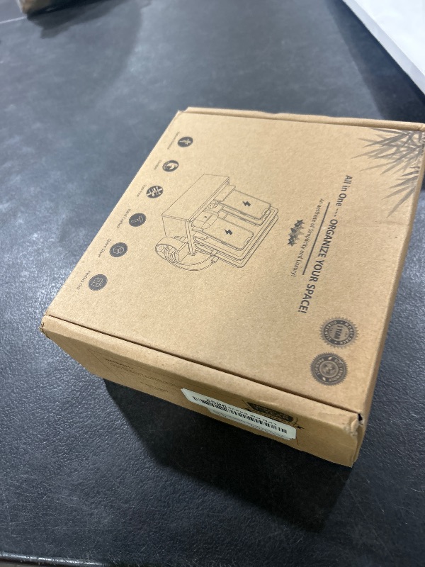 Photo 1 of Pezin & Hulin Bamboo Charging Station for Multiple Devices Include 5 Port USB Charger, 5 Cables, Desktop Organizer for Phones, Tablet, Wooden Docking Stations