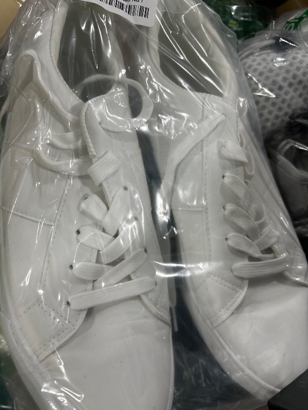 Photo 1 of ZGR Men's Synthetic Leather White Sneakers,Low Top White Tennis Shoes,Lace up Casual Shoes(White,US13)