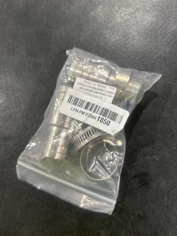 Photo 1 of Yoebor Stainless Steel 304 Reducer Hose Barb Union Fitting, 1-1/4" Barbed x 1" Barbed Coupling W/4 Hose Clamps, Pack of 2