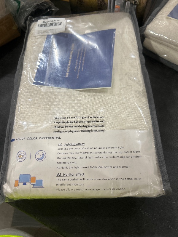 Photo 1 of 100% Blackout Shield Linen Blackout Curtains for Bedroom 84 Inches Long, Back Tab/Rod Pocket Living Room Drapes, Thermal Insulated Blackout Curtains 2 Panels Set, 50" W x 84" L, Cream