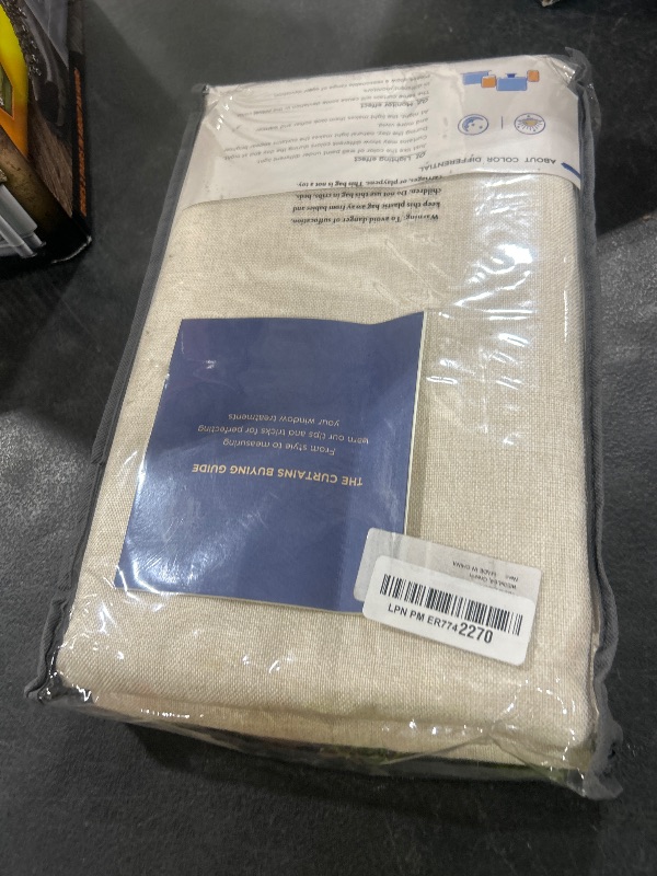 Photo 1 of 100% Blackout Shield Linen Blackout Curtains for Bedroom 84 Inches Long, Back Tab/Rod Pocket Living Room Drapes, Thermal Insulated Blackout Curtains 2 Panels Set, 50" W x 84" L, Cream