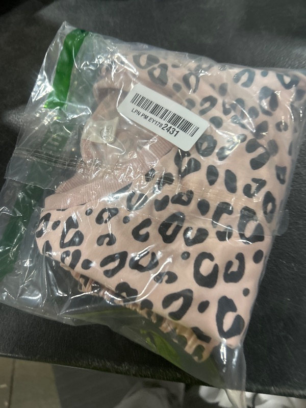 Photo 1 of Toddler Baby Girls Leopard Print Summer Clothes Set T-Shirt and Short Pants 2pcs Outfits (1-Pink, 5T)