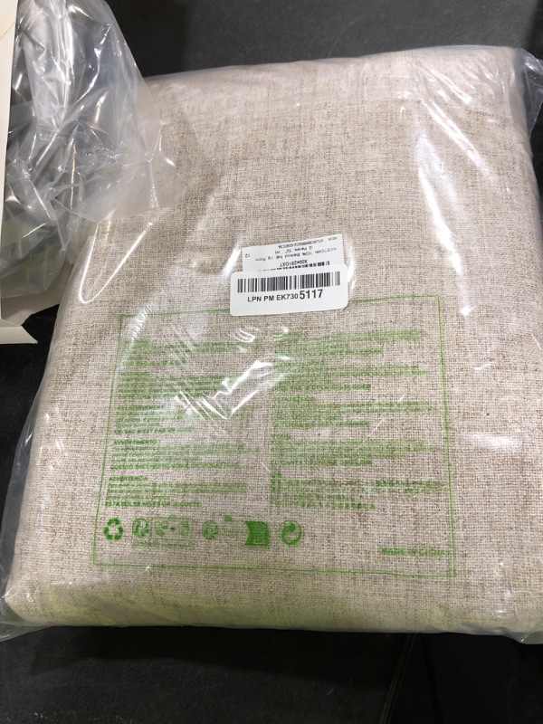 Photo 1 of NICETOWN 100% Blackout Natural Linen Curtains 90" Length with Thermal Insulated Liners for Bedroom, Farmhouse Style Room Cooling Small Window Draperies for Dining Room (2 Panels, 52" W)