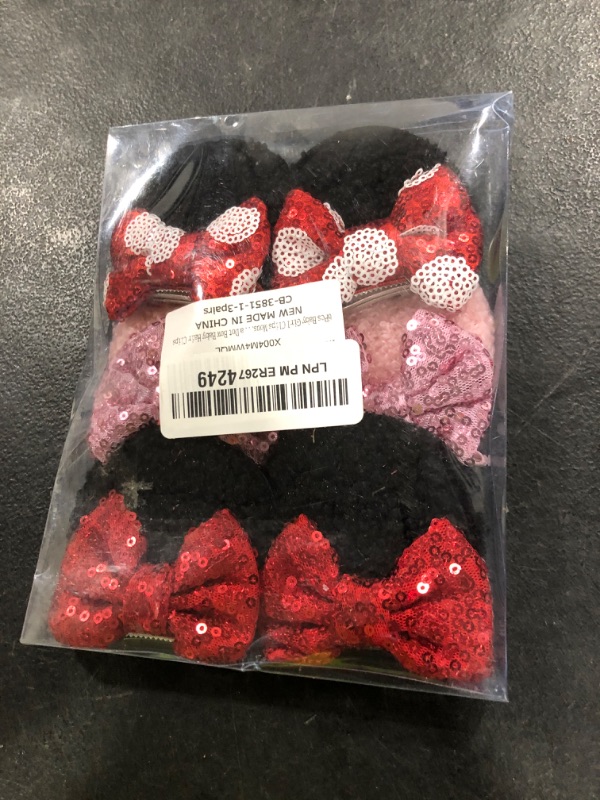 Photo 1 of Choicbaby 6 PCS Hair Bow for Gilrs Mouse Ears Sequin Clips Polka Dot Bow with Alligator Clip Mice Ears Hair Bows Barrettes Princess Cosplay Hair Accessories for Baby Girls Toddlers Infant Fine Hair
