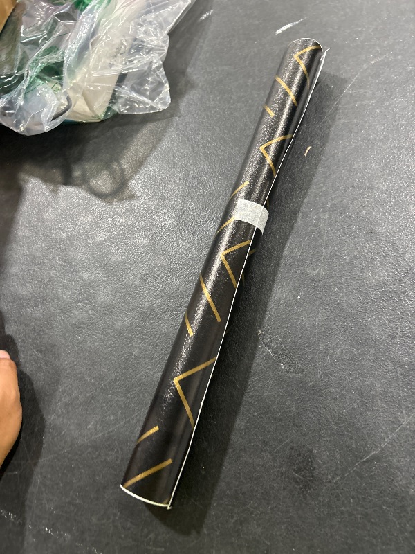 Photo 1 of Heroad Peel and Stick Wallpaper Black and Gold Wallpaper Geometric Wallpaper Black and Gold Contact Paper Self Adhesive Removable Wallpaper for Cabinets Waterproof Thicken Vinyl 78.7"x17.3"