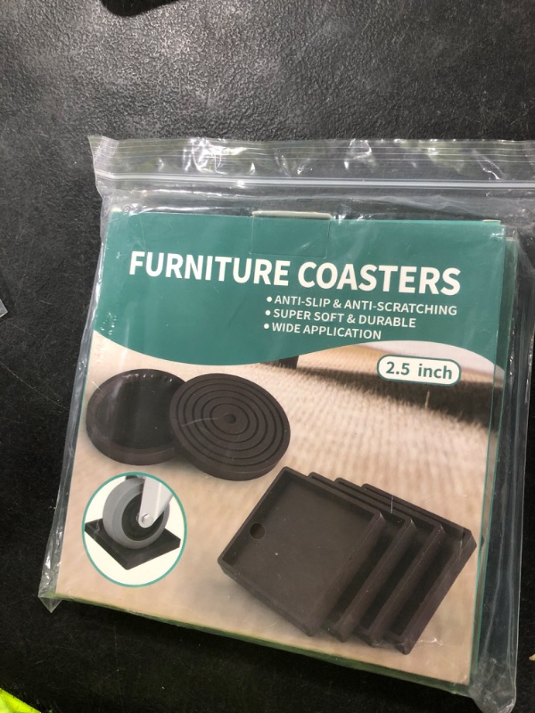 Photo 1 of Furniture Coasters Pads,8 Pcs Rubber Non Slip Hardwood Floor Protectors for Furniture (2.5 inch, 8 Pack Brown)