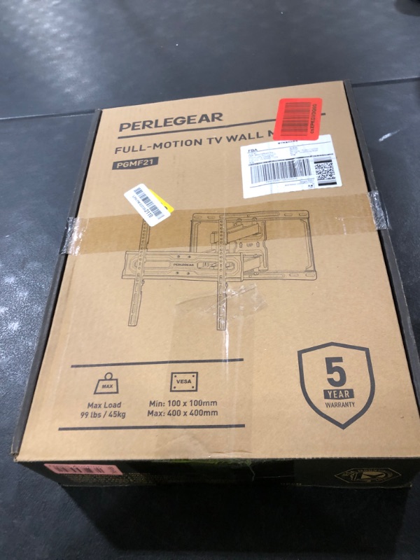 Photo 1 of Perlegear Full Motion TV Mount for 32-65 Inch TVs up to 99 lbs, Max VESA 400x400mm, Fits 16”/12” Wood Studs, Height Adjustable Pre-Assembled TV Wall Mount, Tool-Free Tilt, Swivel & Extension, PGMF21