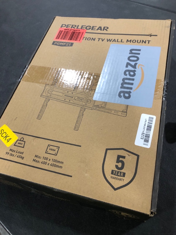 Photo 1 of Perlegear Full Motion TV Mount for 32-65 Inch TVs up to 99 lbs, Max VESA 400x400mm, Fits 16”/12” Wood Studs, Height Adjustable Pre-Assembled TV Wall Mount, Tool-Free Tilt, Swivel & Extension, PGMF21