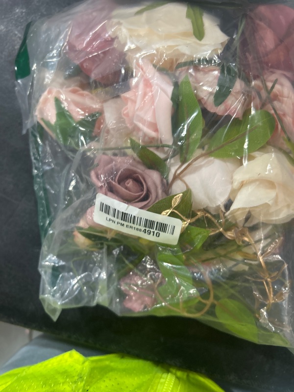 Photo 1 of Serwalin Artificial Flowers Pink Wedding Cake Flowers, Fake Dusty Roses Peonies for Bouquets Table Centerpieces Wedding Home Decor, Baby Shower Party Flowers with Stems DIY Combo