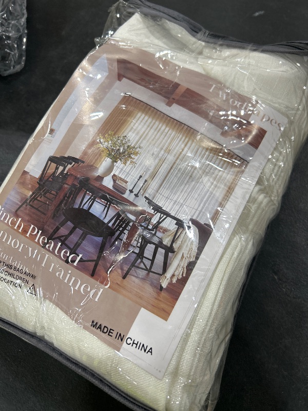 Photo 1 of 105 Inch Linen Curtains Pinch Pleated for Living Room Dining 2 Panels Set Cream Ivory Pleat Drapes Back Tab Semi Sheer Neutral Boho Ceiling to Floor 105 Inch Curtains for Bedroom Window W50xL105