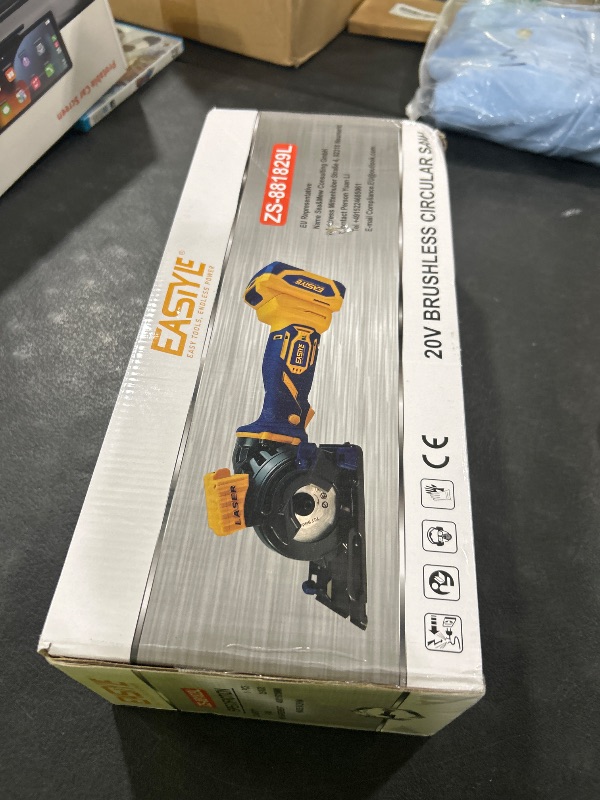 Photo 1 of Mini Circular Saw Compatible with DeWalt 20V Max Battery,3-1/2" Brushless Cordless Round Saw Kit w/4Ah Battery & 1.5A Charger,Laser Guide,3200 RPM,Ideal for Wood,PVC,Metal