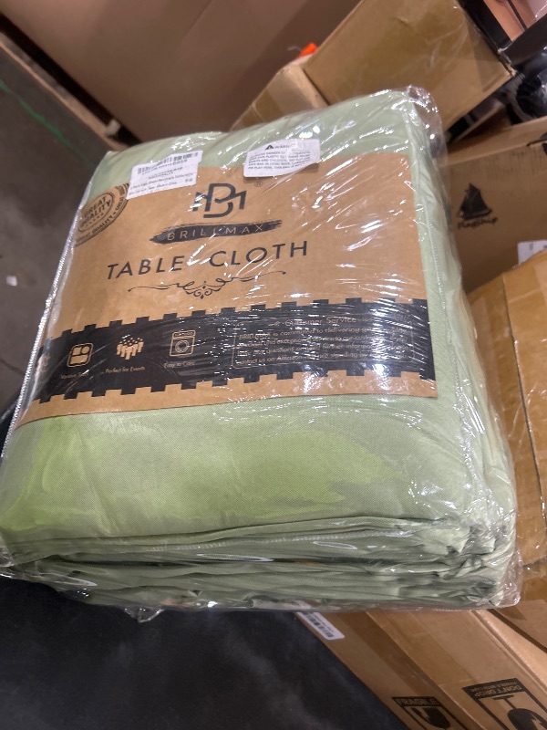 Photo 1 of BRILLMAX 6 Pack Sage Green Tablecloths for 8 Foot Rectangle Tables 90 x 156 Inch - 8ft Rectangular Bulk Linen Polyester Fabric Washable Cloth Cover for Wedding Reception Banquet Birthday Party