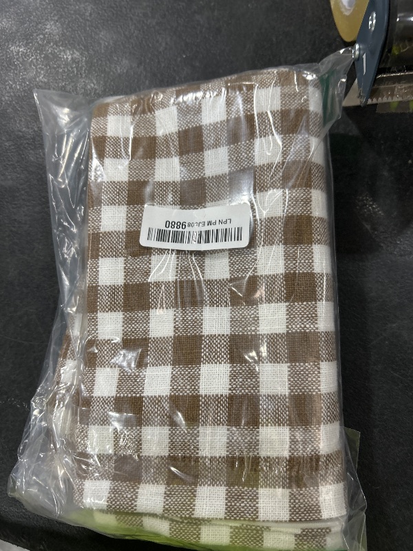 Photo 1 of CARRIE HOME Outdoor Khaki and White Buffalo Plaid Pillow Covers 20x20 Set of 2, Khaki White Gingham Check Pillows Decorative Throw Pillow Covers, 20 x 20 Buffalo Plaid Pillow Covers for Couch